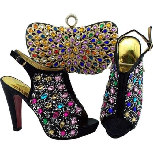 Italian Shoes high heels women Decorated with Rhinestone 12 cm High Heels Shoes for Women Nigerian Women Wedding party QSL005