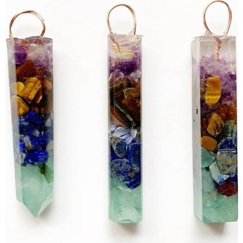Chakra Stones Chips Orgone Energy Pendant Natural Crystal Point Healing Obelisk Wand Geometric Shape Wholesale Dropship 1pc