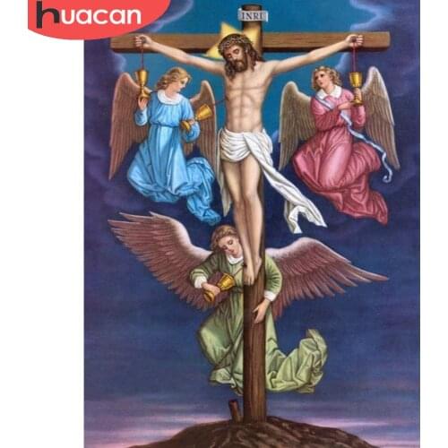 HUACAN Diy Diamond Painting Jesus Cross Full Square/round Mosaic Embroidery Christian Religion Wall Stickers Diamond Art