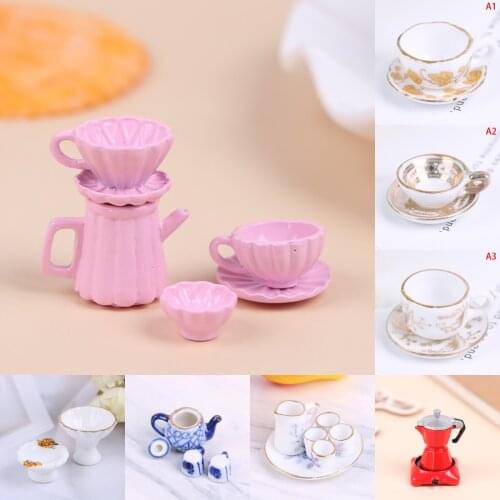 1Set 1/12 Ceramic Tea Cup Dollhouse Miniature Tableware Cup & Saucer Decoration For Dollhouse Decals New