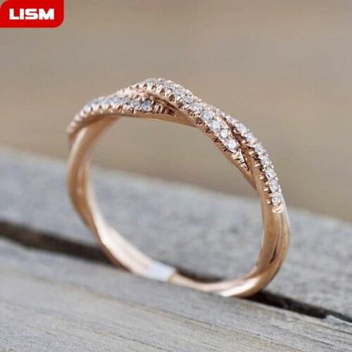 Pattern Twisted Rope Hemp Flowers Ring Plating Rose Gold Silver Color Micro Cubic Zirconia Tail Ring Fashion Womens Jewelry