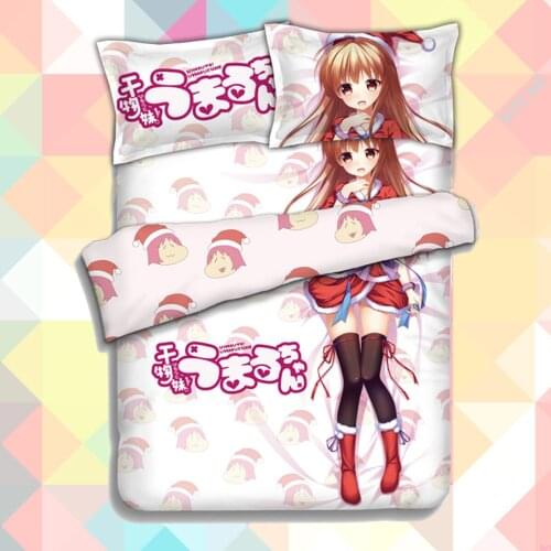 New Anime Cartoon Red Doma Umaru Quilt Cover Soft Printed Bedding Set With Pillow Cases Bed Sheet Duvet Cover Set 4pc 151208