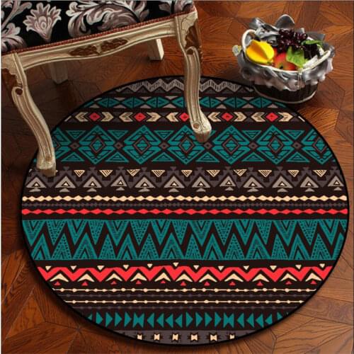 Rugs for Bedroom Ethnic Style Pattern Round Carpet Area Rug for Living Room 100% Polyester Home Decor