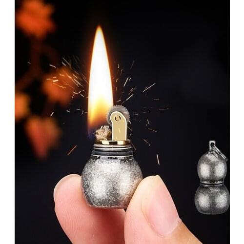 Creative Kerosene Lighter Retro Knurled Small Gourd Mini Grinding Wheel Gasoline Oil Portable Pendant Outdoor Travel Waterproof