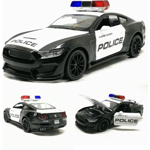 1:32 high simulation Shelby police alloy car sound and light pull back boy educational toy car model for children gifts toys