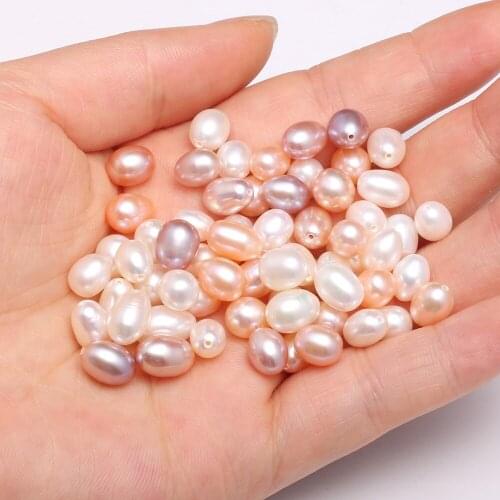 Natural Freshwater Pearl Rice-shaped Half-hole Loose Beads Handmade DIY High-quality Necklace Bracelet Jewelry Accessories Bead