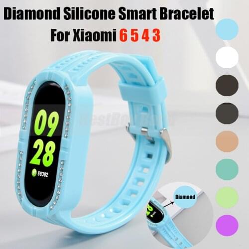 Original Soft Silicone+Diamond Strap For Xiaomi Mi 6 5 4 3 Sports Wristband Replacement Bracelet for XiaoMi band Mi5 Mi6 Mi4 Mi3