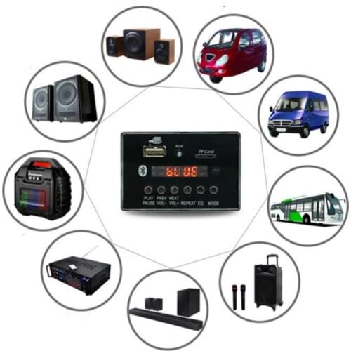 12V Bluetooth-compatible 5.0 Decoding Board Module Wireless Bluetooth Car USB mp3 Player TF Card Slot / FM / Remote
