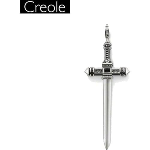 Pendant Sword 925 Sterling Silver Mens Fashion Jewelry Europe Style Heart Rebel Classic Pendant Fit Link Necklace