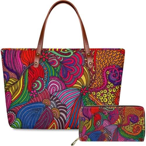 Polynesian tribal style Printed custom Top-handle Bags Women Vintage Handbags&Wallet Ladies 2pcs/set Shoulder Tote Bag Bolsa
