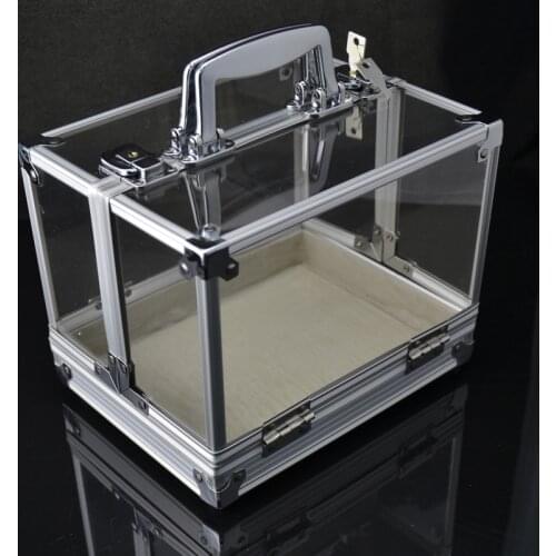 Good quality Portable poker chips suitcase large cases with password acrylic transparent 600 yards code Double open coin boxes