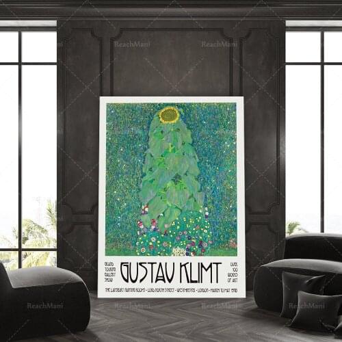 Gustav Klimt Exhibition Poster - Museum Quality Print - Sunflower Painting - Vintage Wall Art Decor - Art Nouveau Poster - Vien