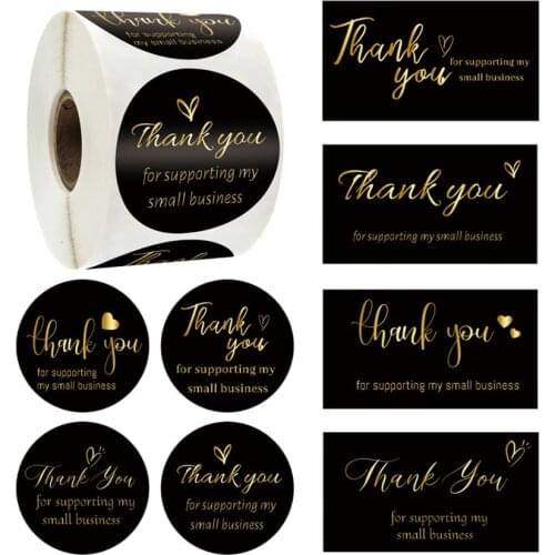 50/500pcs Black Gold Foil Thank You Cards for Supporting My Small Business Thanks Greeting Cards for Retail Store Handmade Gift