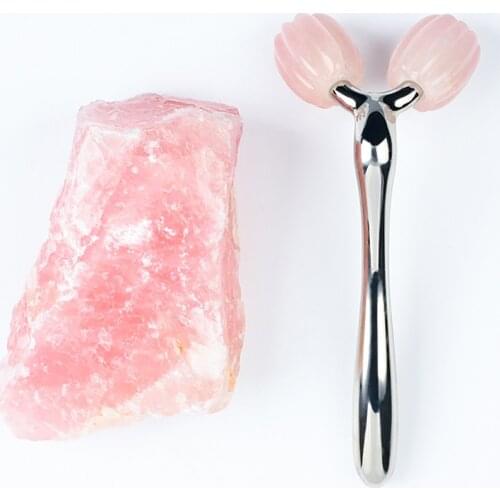 3D Jade Roller Massager for Face Rose Quartz Natural Stone GuaSha Beauty Facial Roller Face Thin Lift Anti Wrinkle Face Massager