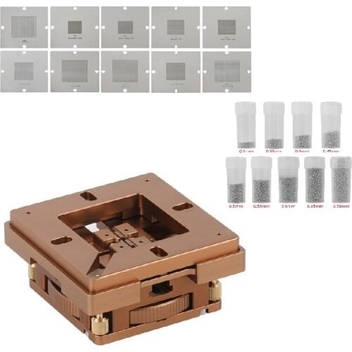 90mm Aluminium Alloy BGA Reballing Station BGA Reball Kit Magnetism Lock+10 Pcs 90mm Universal Bga Stencil+9 Pcs BGA Solder Ball