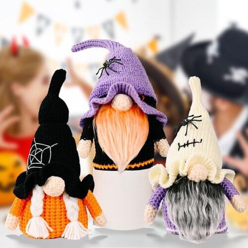 Halloween Gnome Decoration Classic Swedish Tomte Gnome Faceless Knit Doll with Witch Hat Home Party Holiday DIY Decorations