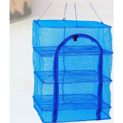 Outdoor Food Screen Foldable Drying Net Hanging Mesh Dryer Square Mesh Dryer for Shrimp Fish Fruit Vegetable 4 layer With Buckle