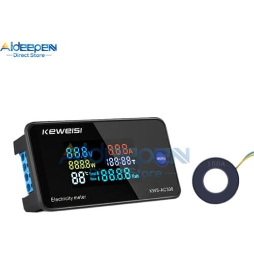 AC 50-300V 0-10A 0-100A Voltmeter Ammeter Power Energy Meter LED Digital AC Wattmeter Electric Meter With Reset Function