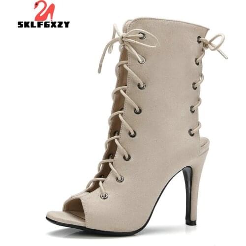 SKLFGXZY 2021 European American Summer High Heels Women Sandals Boots Lace-up Shoes Open-toed Sexy Female Boots