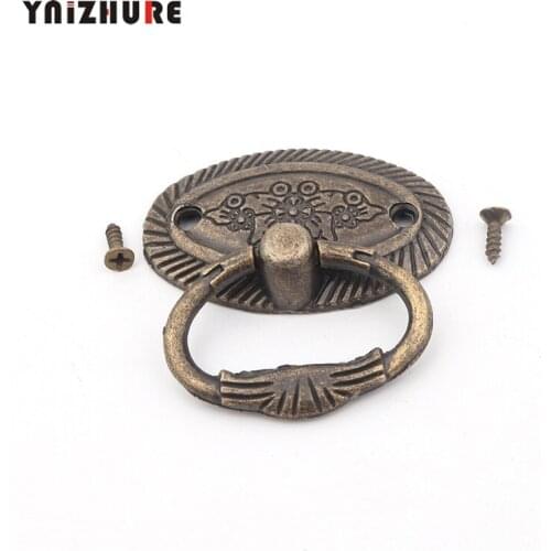 10pcs 47mm New Antique Brass Retro Furniture Cabinet Drawer Dresser Cupboard Knob Pull Ring Handle Diy Best Quality