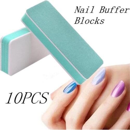 10PCS Professional Sandpaper Manicure Double-Sided Sponge File Nail Buffer Polish Block