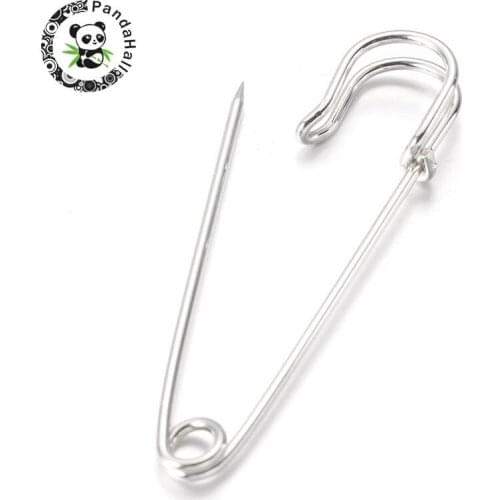 100pcs Iron Kilt Pins Brooch Findings for Jewelry Making DIY Metal color, 70mm long, 18mm wide, 6mm thick, hole: about 6mm