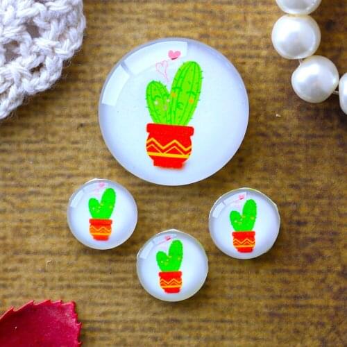 12mm 25mm 14mm 16mm 18mm 20mm Photo Glass Cabochons Round Cameo Set Handmade Settings Cactus 03
