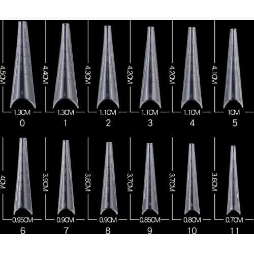 120Pcs Nail Gel Quick Building Mold ABS Clear Full Nail Dual Forms Coffin Nails Ballerina Finger Extension Nail Model Tip H