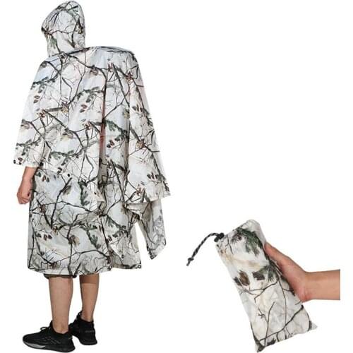 3 In 1 Outdoor Hooded Raincoat Multi-Purpose Blanket Camping Tarp Rain Poncho Picnic Mat Versatile Rain Poncho Waterproof