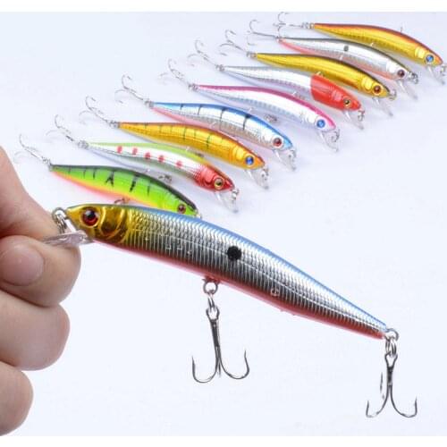 5Psc/Lot 9.7cm_8.2g Fishing Lure Minnow Fishing Wobblers Fish Lures Double Hook Topwater Jerkbait Deep Swim Crankbait YU009