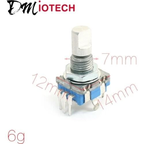 Shaft 6mm Hole 7mm 5Pin D Shaft 20 Detents Points 360 Degree Rotary Encoder w Push Button Potentiometer