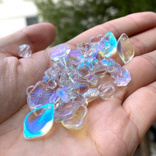 AB Color Korea Lampwork Glass Beads Star Heart Flower Czech Glass Loose Spacer Beads for Jewelry Making Diy Bracelet Accessories