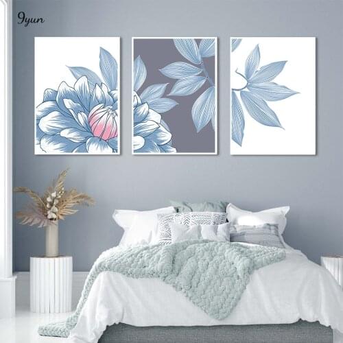 Abstract Floral Dahlia Flowers Poster Botanical Wall Art Print Canvas Painting Minimal Bedroom Interior Decoration