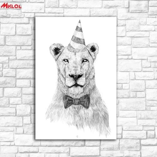 Large Wall Art, Lion party ,Restaurant study Bedroom Decor Wall oil Painting Print Nice wall picture for living room no frame