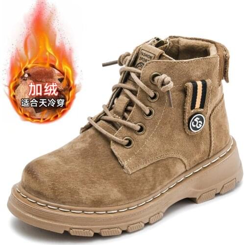 Autumn Winter Kids Boots For Boys Martin Boots 2020 New Children Sneakers Plush Warm Kids Snow Boot Genuine Leather School Shoes