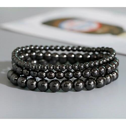Charm Black Hematite Stone Beads Bracelet Bracelet For Women Obsidian 2020 Elastic Bracelet Men Jewelry Pulsera Hombre Gift