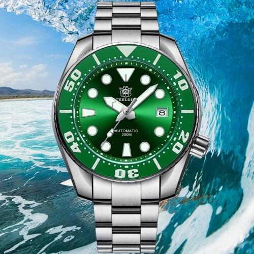 STEELDIVE 200m Mens Diver Watch Luminous waterproof Mechanical Wath Sapphire crystal C3 Automatic watches men
