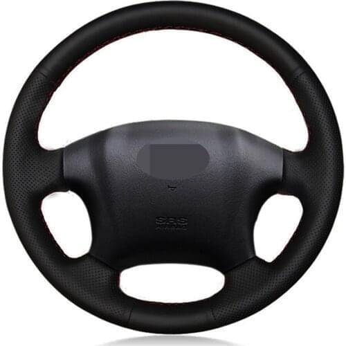Car Steering Wheel Cover DIY Hand-stitched Black Genuine Leather For Hyundai Tucson 2006-2014