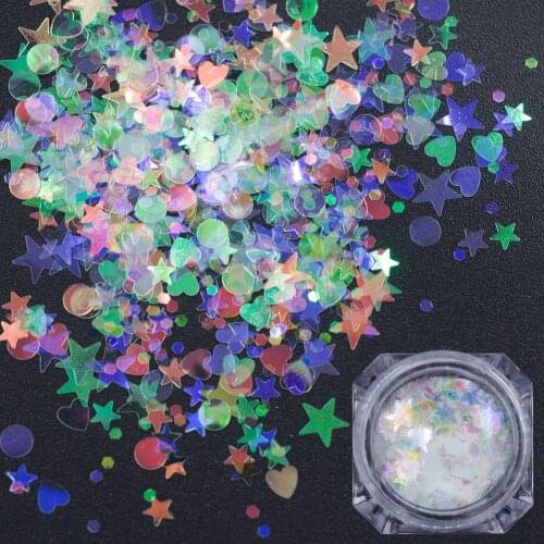AB Chameleon Color Nail Sequins Paillette Glitter Flakes UV Gel Polish Mix Star Heart Round Beauty Nails Tip Nail Art Decoration