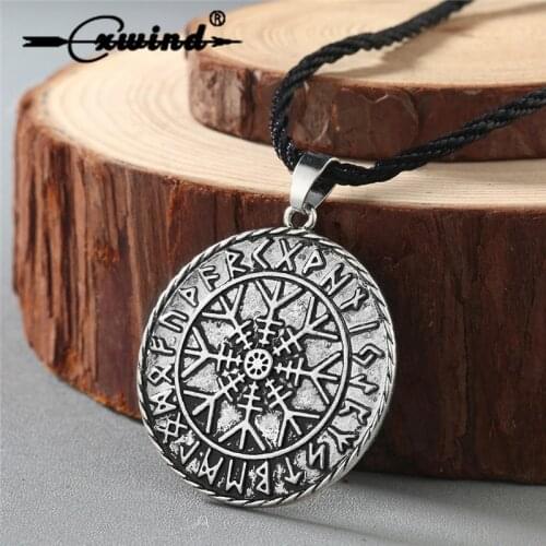 Cxwind Antique ODINS Symbol of Norse Runic Pendant men Necklace Viking Runes Vegvisir Snowfalke Pendants Necklaces Jewelry