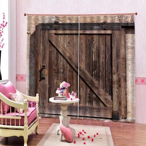 Rustic Vintage Old Wooden Door Photo Large Window Curtain Polyester Fabric For Living room Bedroom Half-Blackout Drapes Sets