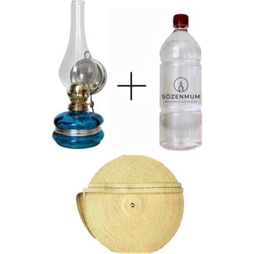 Classic Kerosene Lamp Blue 500 ml Oil Lamp Fuel 1 metre Wick