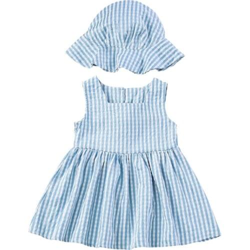 Girls/Boys Clothing Sets New Style Summer Children Clothes girls Stripe dress +hat/ boys t-shirt+shorts 2pc Kids Clothes Sets
