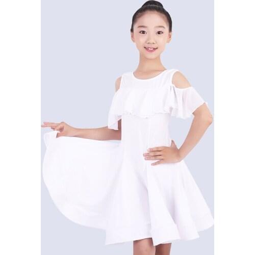 Latin Dance Costume For Girls Black/White/Red Practice Clothes Latin Competition Dresses Kids Rumba/Tango/Samba Costume DQL1335