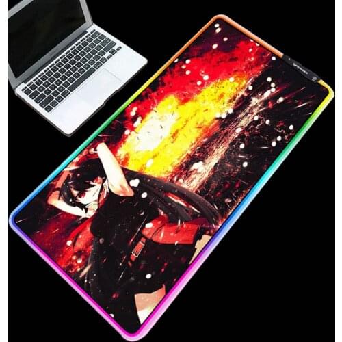 Mairuige RGB Girl Explosion Pattern Keyboard Pad Anime Table Mat LED Lighting Game Mandatory Mouse Pad
