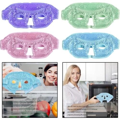 Ice Face / Eye Mask Heated Warm Cooling Hot Cold Therapy with Plush Backing Reusable Gel Mask Reduce Dark Circles Relieve