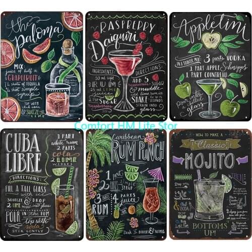 Summer Time BEER Retro Metal Tin Signs Mojito Cocktail Plaque Vintage Poster Bar Pub Art Stickers Wall Decor 20x30cm