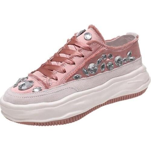 Fashion thick-soled womens casual shoes summer new sneakers for women silk satin