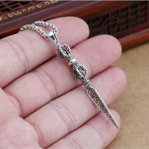 Solid Silver 925 Vajra Pendant Charms For Necklace Men Real 925 Sterling Silver Jewelry Gothic Punk Style Thai Silver Bijoux Men