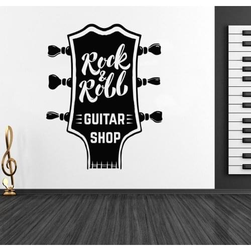 Rock N Roll Guitar Shop Guitar Silhouette Wall Sticker Music Lover For Home And Music Shop Decoration A001692